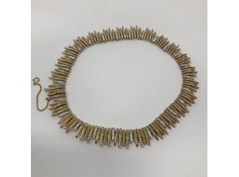 Outstanding Panetta Signed Vintage 'Icicle' Gold & Diamond Costume Choker Necklace