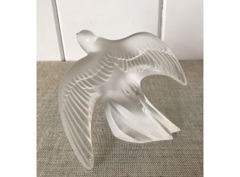 Vintage Signed Lalique Chirping Swallow (Martinet Chanteur) Crystal Figurine