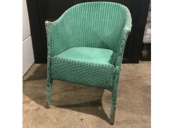 Vintage Green Painted Wicker Shabby Chic Club Chair