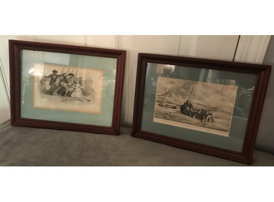 Pair Of Matted And Framed French Pirate Pictures
