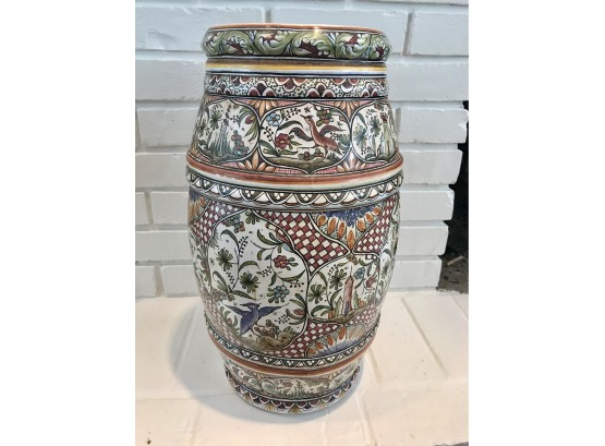 Large Hand Painted Portuguese Vase With Awesome Details