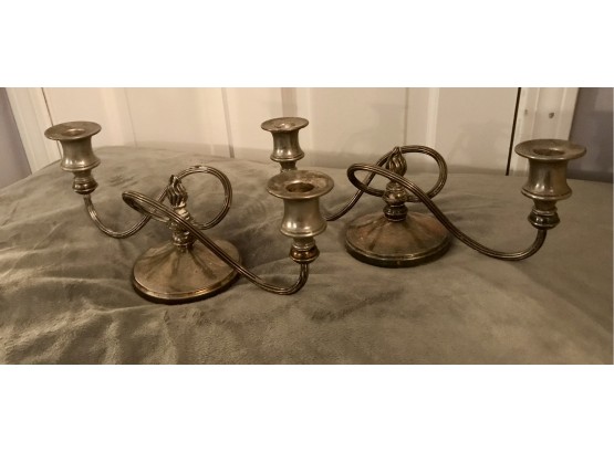 Pair Of  Nicely Designed Silverplate Candleholders