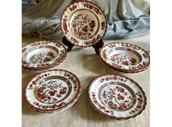 Vintage Copeland Spode India Tree England  Soup Bowls And Bread Plates