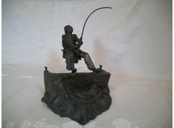 Stunning Signed 'DEFIANCE' Bronze By MARK HOPKINS - 81/2500  W/Fisherman - BEAUTIFUL PIECE !