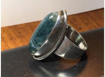 Fantastic Erik Granit Jeweler / FINLAND - Mid-Century Sterling Silver Ring W/Labradorite
