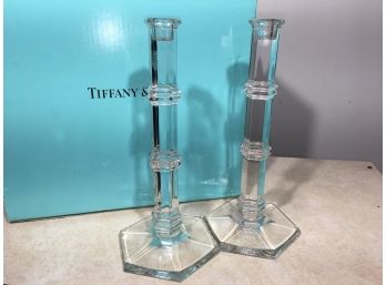 INCREDIBLE Pair LARGE Tiffany & Co. Vintage Crystal Candlesticks - AMAZING PAIR (Paid $550)