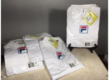 Four (4) Brand New FILA Polo Shirts - New In Packaging - $140 Retail - All White All XL