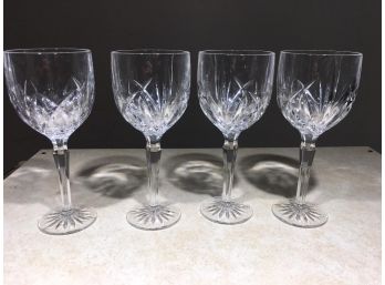 Group Of Four (4) VERY Oversized WATERFORD Wine Stems - Perfect Condition - VERY NICE !