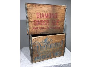 Two Large Antique 'Diamond Ginger Ale' Advertising Crates - Waterbury,CT