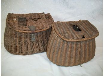 Two (2)  Wonderful Antique Fishing Creels - Nice Early Ones - (Slightly As-Is)