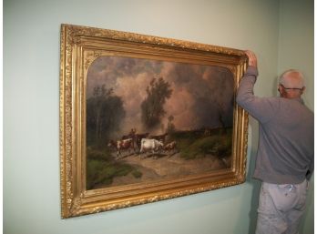 Stunning HUGE 19TH Century Oil On Canvas- W. Nicholsen ? W. Nicholson ? INCREDIBLE ANTIQUE PAINTING - WOW !