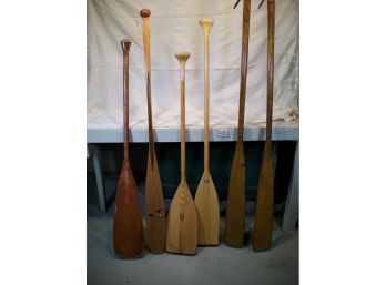 Fantastic Vintage Boat Oar & Paddles Lot -  One Pair Oars &  Four Paddles (Old Town & Others)