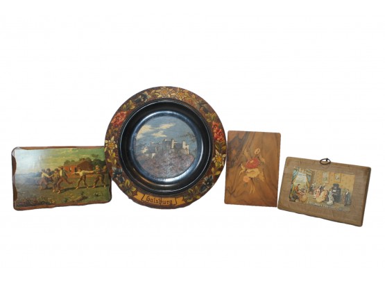 Collection Of 4 Art On Wood Pieces Including Salsburg, Homer Winslow, Notturno Intarsio & Sharloe's Nostalgia