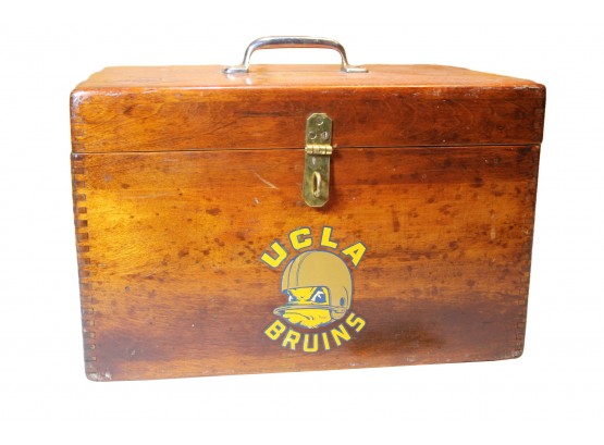 Gorgeous Color UCLA Bruins Homemade Dovetailed Wood Box With Vintage Stickers
