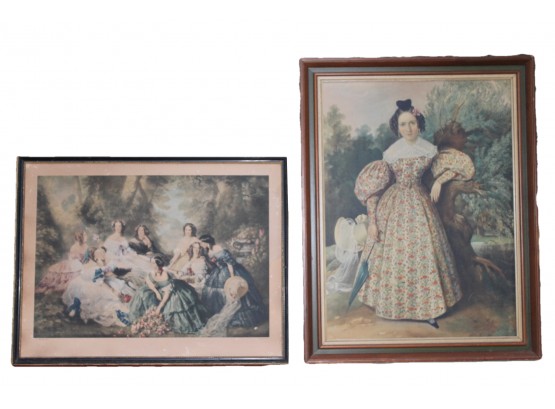 Vintage Set Of 2 Victorian Era Litho Prints
