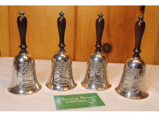 1979 Limited Edition Gorham E.P. Brown & Bigelow - Norman Rockwell Art - Set Of 4 Silver Bells