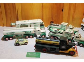 Vintage Collection Of 5 Hess Truck's Including Tanker's, Flatbed's And A Hess Camper