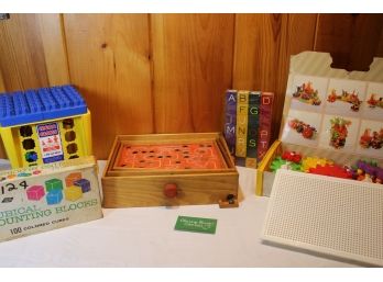 Collection Of Vintage Games Including Gears-go-round, Mega Blocks, Marble Maze & More