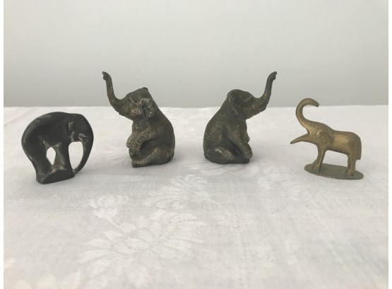 Lot Of Four Miniature Elephant Metal Castings