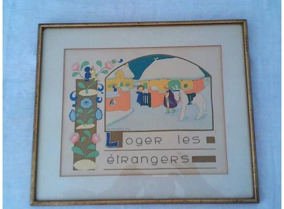 Antique Print Loger Les Etrangers (To Lodge The Strangers)