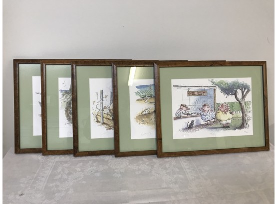 Lot Of 5 Signed Prints Framed And Matted PIGS