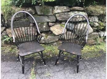A Pair Of English Traditional Windsor Armchairs