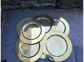 A Fantastic Collection Of Mid Century Solid Brass Chargers (7) & Coasters (12)
