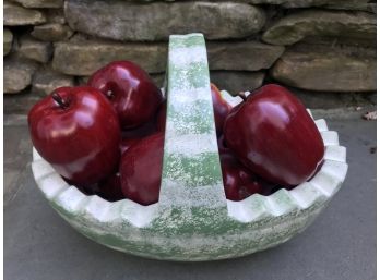 Fabulous Ceramic Watermelon Basket With Decorative Apples