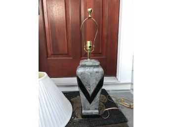 Large Mid Century Modern Stone Lamp With Brass Accents