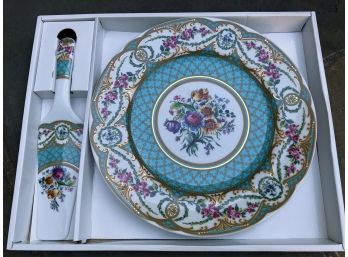 Brand New Collection Sevres By Sadek Fine Porcelain Plate With Cake/Pie Server