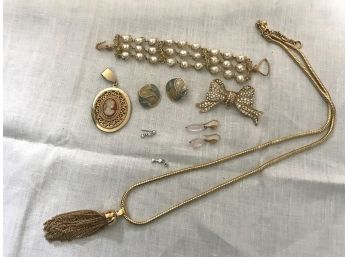 Mixed Lot Of Some Fab J Crew Jewelry, Earrings, Brooch & Vintage Cameo