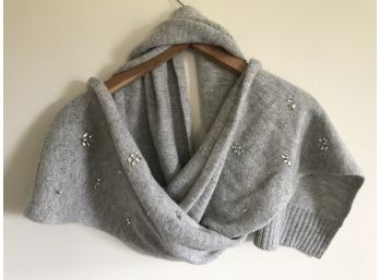 Brand New Banana Republic Italian Wool Scarf With Crystals