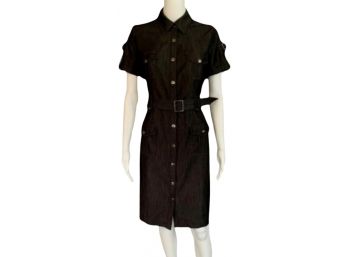CALVIN KLEIN Snap Front, Belted Shirt Dress, Size 8 (RETAIL $209.00)