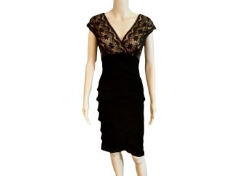ADRIANNA PAPELL Cascading Ruffle Dress, Size 10 (RETAIL $280.00)