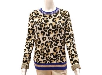 ALCEE Long Sleeve Leopard Print Sweater, Size S