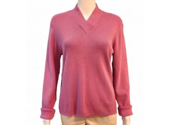 CROFT & BARROW V-Neck Pink-ish Sweater, Size L (NWT!)