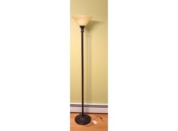 Floor Lamp With Scalloped Glass Uplight Shade