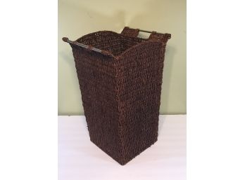 Brown Basket With Metal Handles