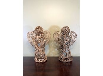 Pair -Grapevine Tabletop Angels