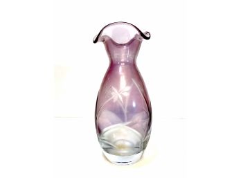 Purple Crystal Vase With Flared Rim