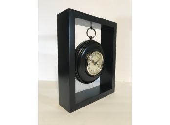 Small - Black Round Clock In Shadow Box Frame