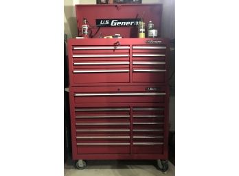 Massive 21 Drawer - US General Roll Away Tool Chest With Contents