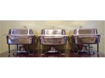 3  - Like New - Stainless Steel - 9qt Chaffing Dishes/Racks Sternos And Covers