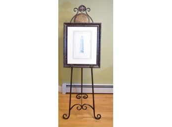 Metal Easel With LightHouse Framed Print