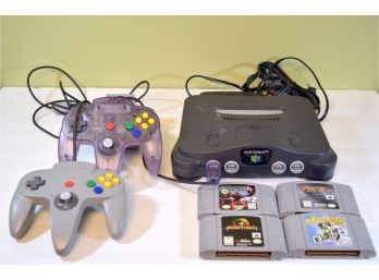 Nintendo 64 Game Console With 2 Controllers And 4 Games