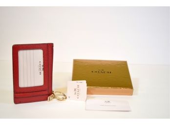 COACH - NIB - Small Red Change Purse And Cardholder Keychain