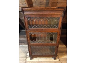Rare Art & Crafts Barrister Book Case With Leaded Glass (See Description)