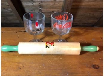 Vintage Glasses And Rolling Pin