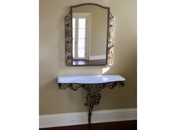 Marble Top Wall Shelf And Matching Mirror