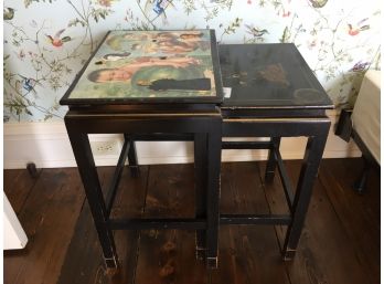Set Of Two Asian Themed Nesting Tables